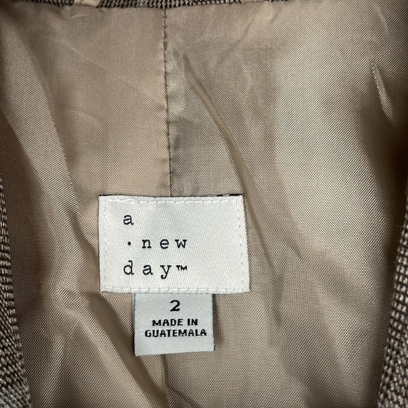 NWT A NEW DAY BROWN PLAID LINED BLAZER, SIZE 2 - Picture 5 of 9